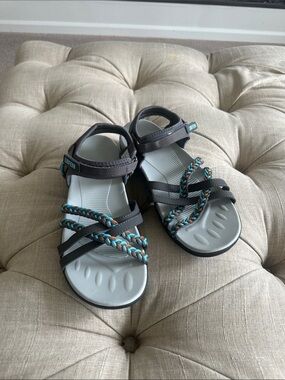 Ubfen Women’s Outdoor Sandals with Teal & Orange Braided Straps